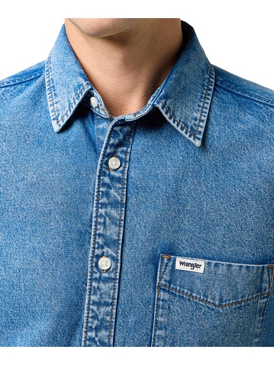 Wrangler Wrangler Koszula jeansowa 112371549 Niebieski Regular Fit