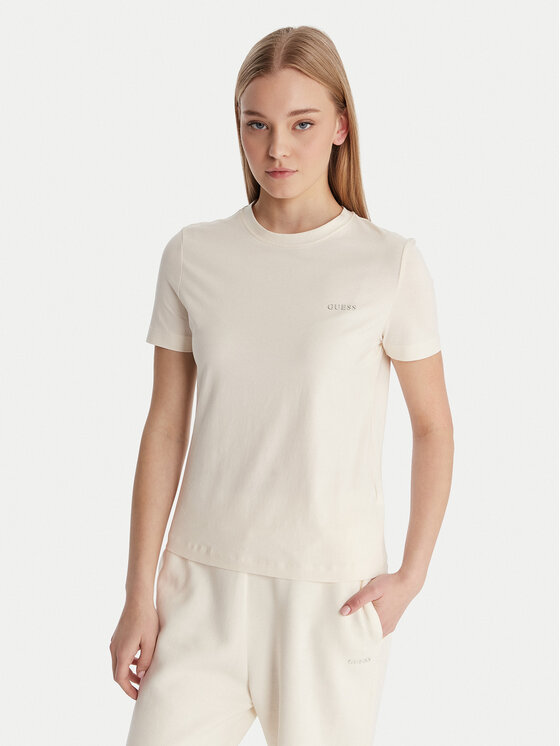 Guess Guess Tričko V6RI07 J1314 Écru Regular Fit