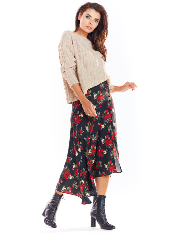 Awama Awama Sukňa A328 Čierna Basic Fit