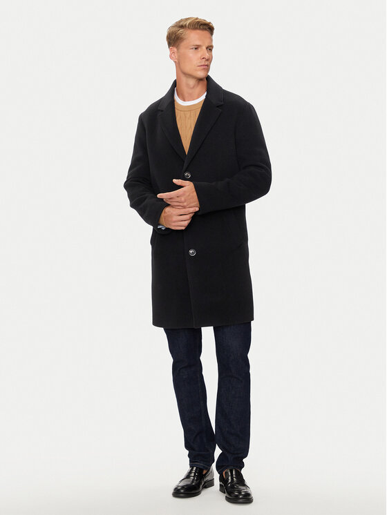 Tommy Hilfiger Tommy Hilfiger Palton de lână MW0MW36611 Negru Regular Fit