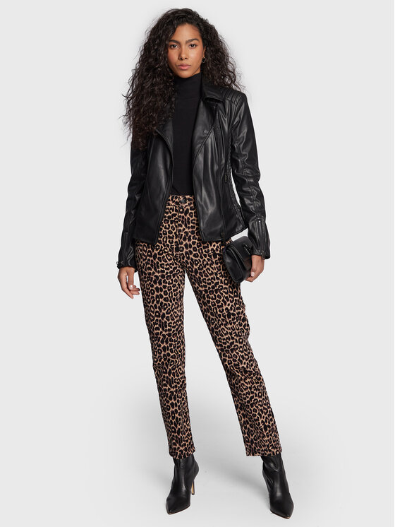 Guess Kurtka z imitacji sk ry W3RL19 WEVE0 Czarny Regular Fit