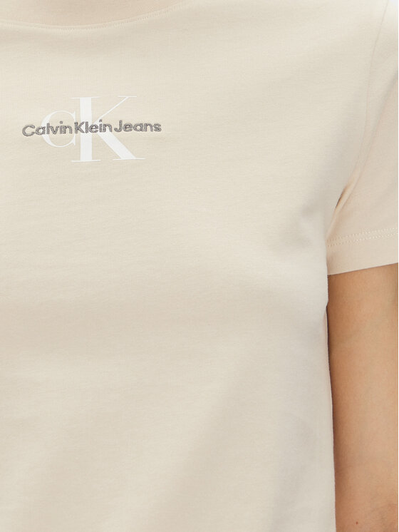 Calvin Klein Jeans Calvin Klein Jeans T-shirt Monologo Baby Tee J20J223113 Bež Slim Fit