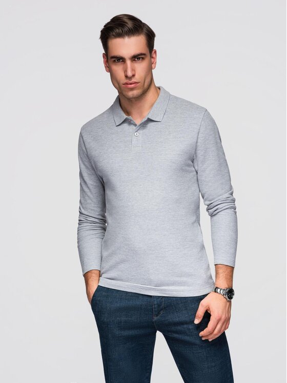Ombre Ombre Longsleeve OM-POBL-0162 Szary Regular Fit