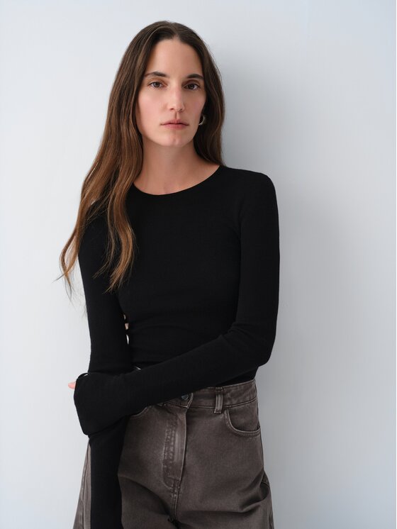 La Mania La Mania Bluzka NANCY Czarny Basic Fit