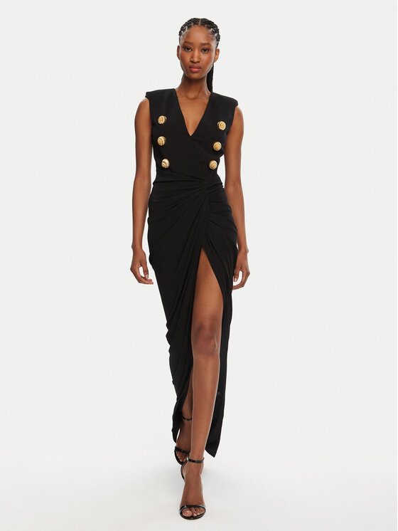 Balmain Balmain Sukienka wieczorowa DF0RP575JE50 Czarny Regular Fit