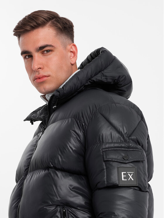 Ombre Ombre Kurtka puchowa OM-JAHP-0207 Czarny Regular Fit