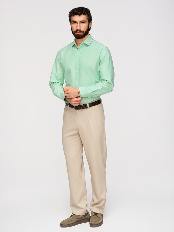 Ombre Ombre Koszula K705 Zielony jasny Regular Fit