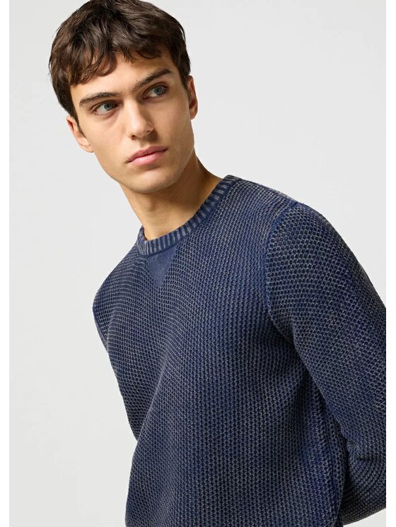 Wrangler Wrangler Sweter CREWNECK Niebieski Regular Fit