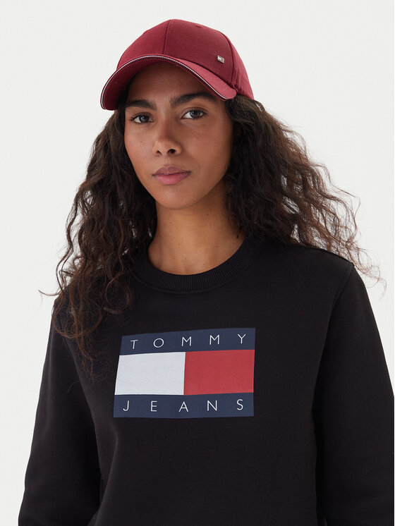 Tommy Jeans Tommy Jeans Džemperis ar kapuci Flag DW0DW22564 Melns Regular Fit