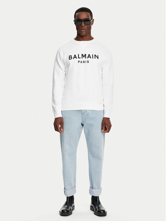 Balmain Balmain Mikina DH1JQ005BB65 Bílá Regular Fit