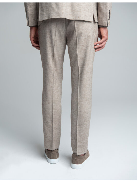 Borgio Borgio Spodnie garniturowe Lago_br Brązowy Slim Fit