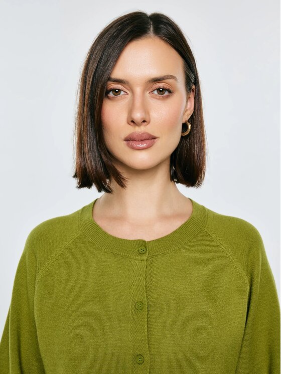 BIG STAR BIG STAR Kardigan SUZANA_301_160 Zielony Basic Fit