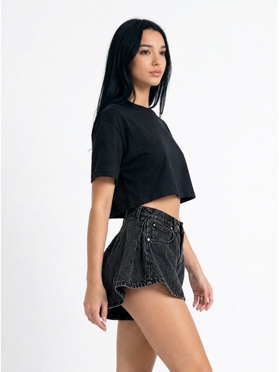 MissDenim MissDenim Szorty jeansowe Skorts Szary ciemny Regular Fit