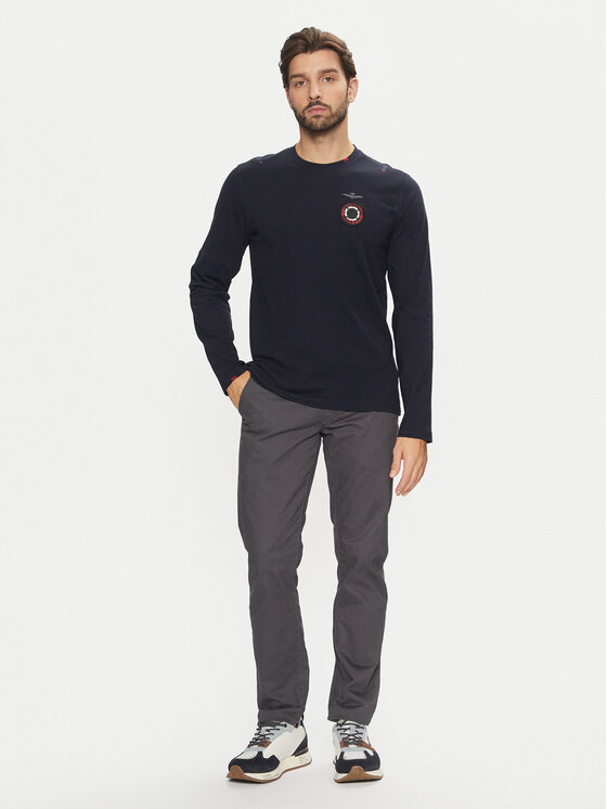 Aeronautica Militare Aeronautica Militare Majica dugih rukava 242TS2314J564 Tamnoplava Regular Fit
