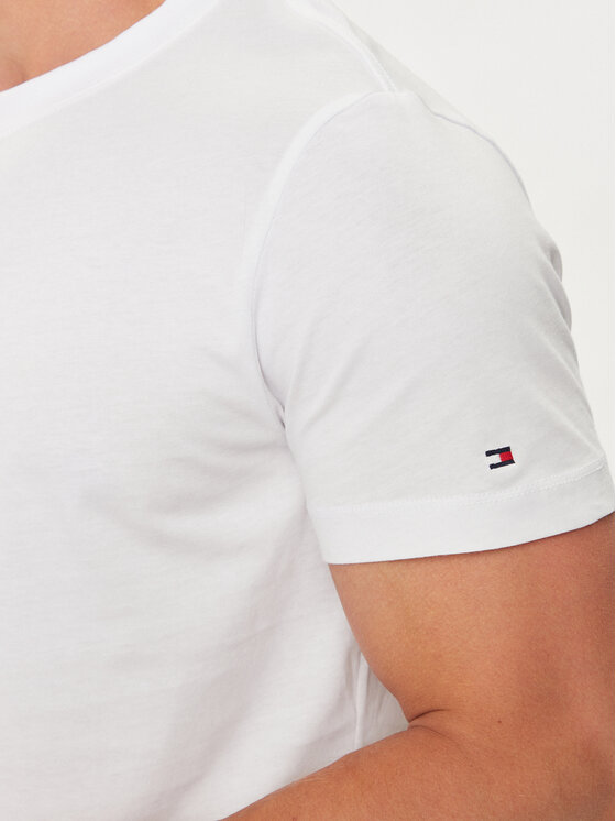 Tommy Hilfiger Tommy Hilfiger Marškinėliai Global Stripe MW0MW34388 Balta Regular Fit