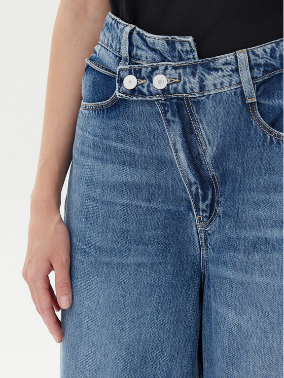 Guess Guess Jeans hlače W5YA2G D5QKB Modra Wide Leg
