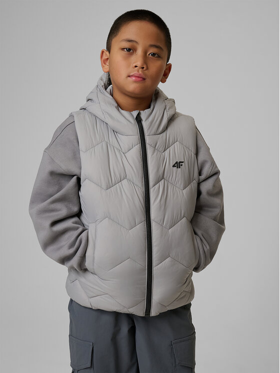 4F 4F Kamizelka OUTERWEAR Szary Regular Fit
