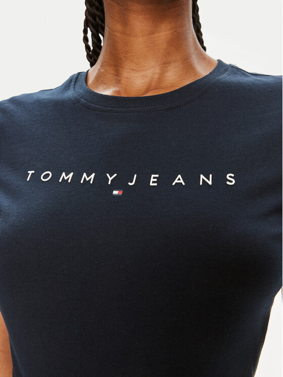 Tommy Jeans Tommy Jeans Tričko Linear DW0DW18398 Tmavomodrá Slim Fit