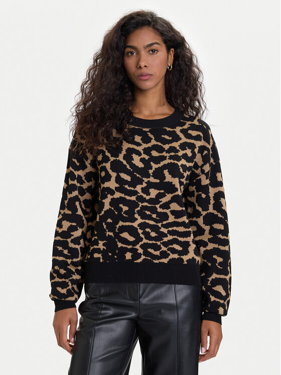 Vero Moda Vero Moda Svetr Siljeanimal 10330808 Hnědá Regular Fit