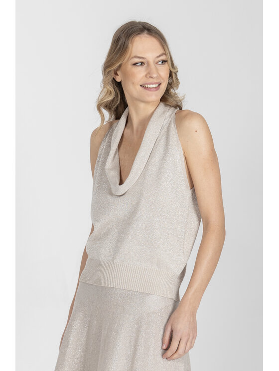 Deni Cler Milano Deni Cler Milano Top T-DC-0018-F2-10-12-1 Beżowy Regular Fit