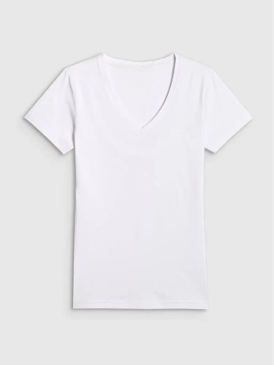 4F 4F T-Shirt 4FWMM00TTSHF3307-10S-10S-10S Biały Regular Fit