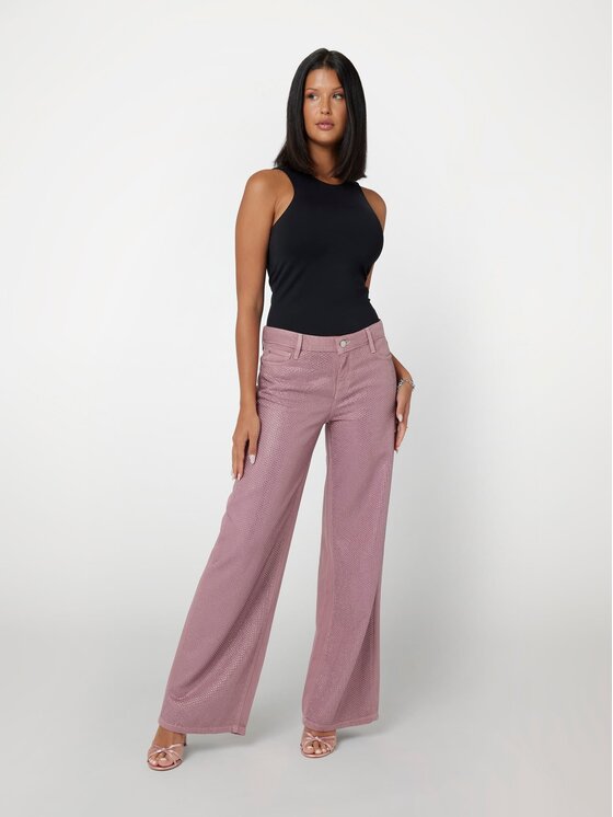 Guess Guess Spodnie materiałowe 166881 Różowy Slim Fit