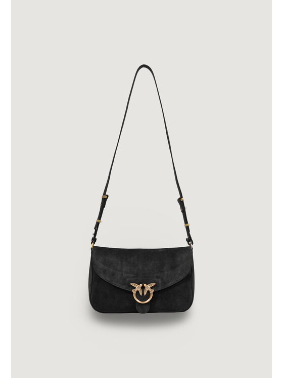 PINKO PINKO Τσάντα LOVE SATCHEL CLASSIC SUEDE Μαύρο