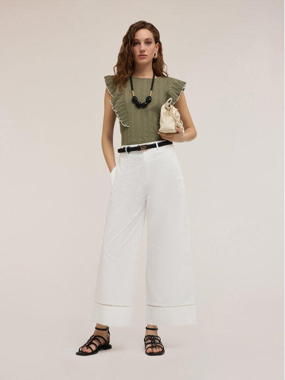 Motivi Motivi Pantaloni di tessuto P001Q003962N011 Bianco Over Fit