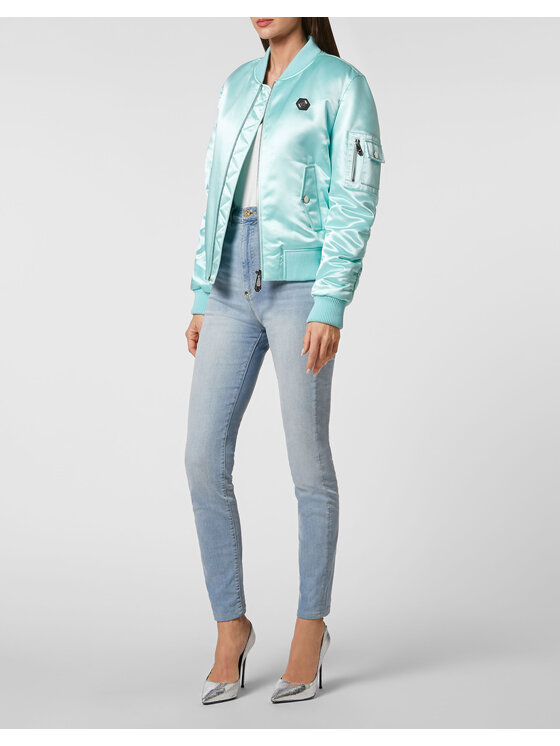 PHILIPP PLEIN PHILIPP PLEIN Kurtka bomber 13711 Turkusowy Regular Fit