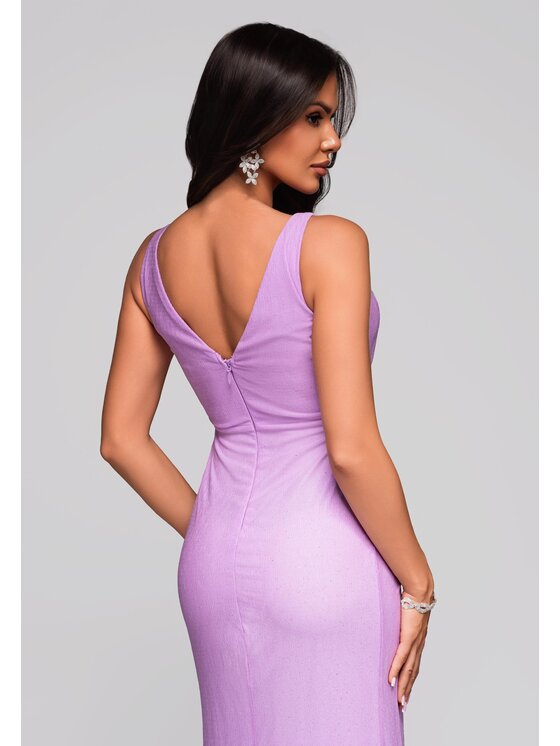 Ombre Ombre Sukienka koktajlowa LA-OM-DLR184 Fioletowy Regular Fit