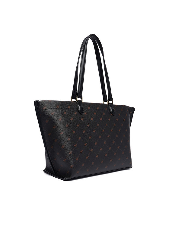 Torebka shopper widziana pod kątem z tyłu, uchwyty skierowane ku górze.