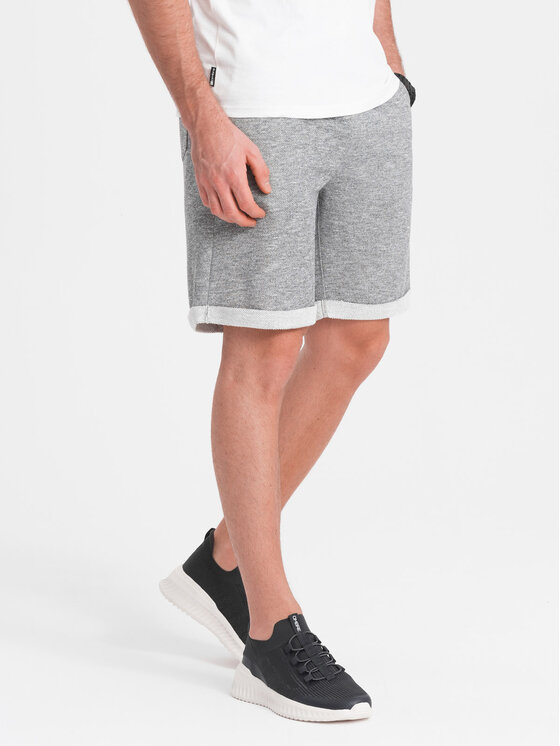 Ombre Ombre Šortky z materiálu OM-SRSK-0116 Šedá Loose Fit