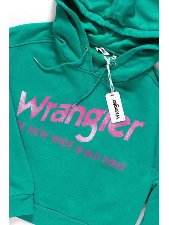 Wrangler Wrangler Felpa CROP HOODIE Verde Regular Fit