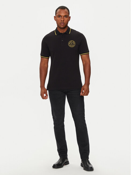 Versace Jeans Couture Versace Jeans Couture Тениска с яка и копчета 77GAGT00 CJ01T Черен Regular Fit