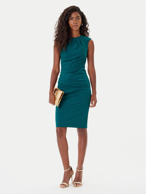 Rinascimento Rinascimento Koktel haljina CFC0125332003 Zelena Slim Fit