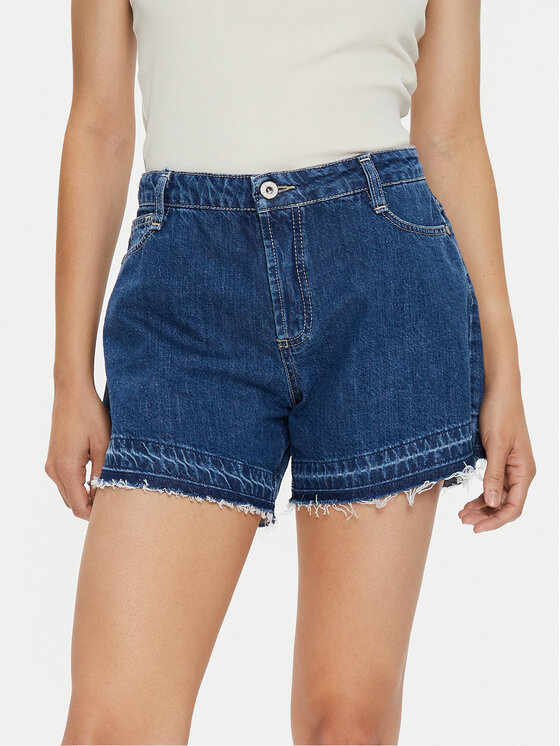 Please Please Pantaloni scurți de blugi D0KHEH0NPF Bleumarin Relaxed Fit