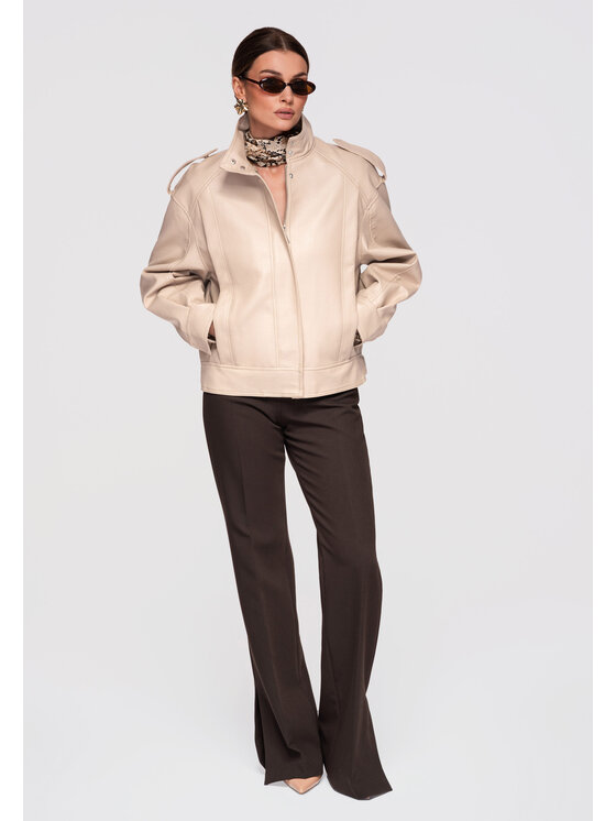 Ombre Ombre Kurtka przejściowa OW-JAFL-0104 Beżowy Oversize