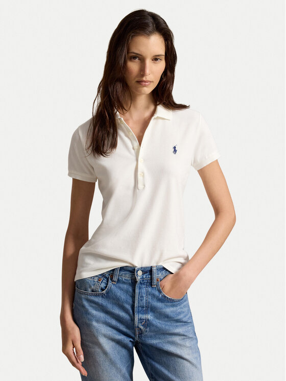 Polo Ralph Lauren Polo Ralph Lauren Polo marškinėliai 211B18200015 Balta Slim Fit