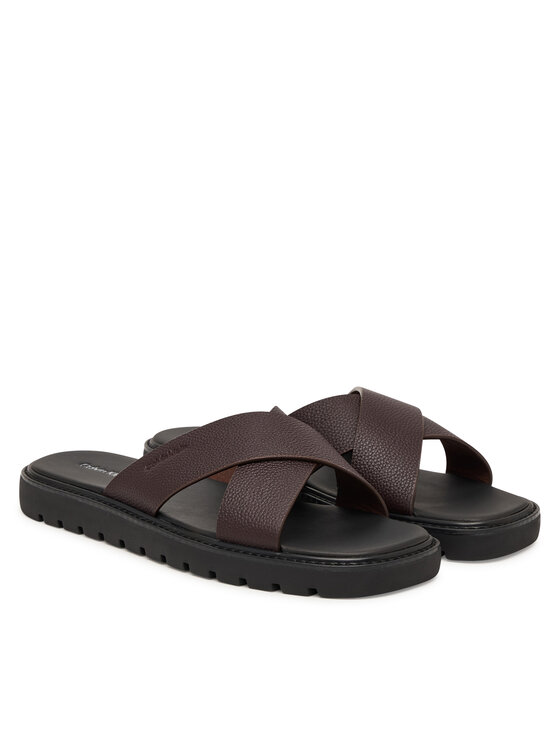 Calvin Klein Calvin Klein Plätud Sq Molded Sandal Xcross Lth HM0HM02235 Pruun