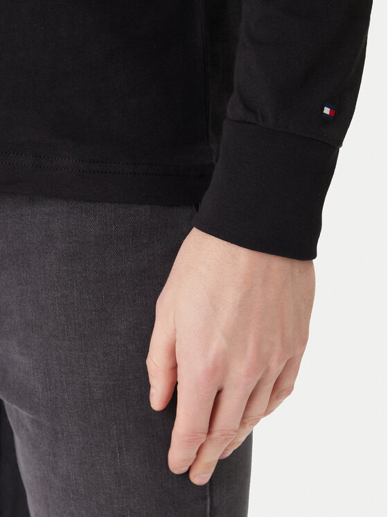 Tommy Hilfiger Tommy Hilfiger Longsleeve Brand Love Ls Tee MW0MW41454 Negru Slim Fit