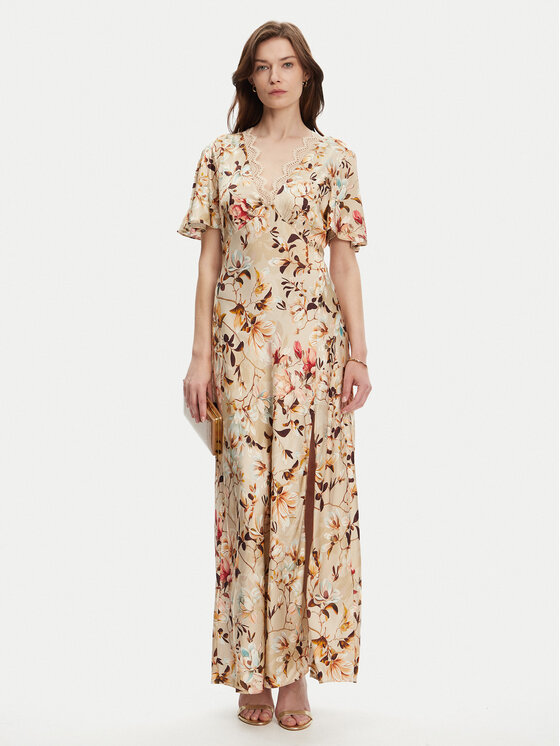 Guess Guess Sukienka wieczorowa W5YK01 WHEZ2 Beżowy Regular Fit