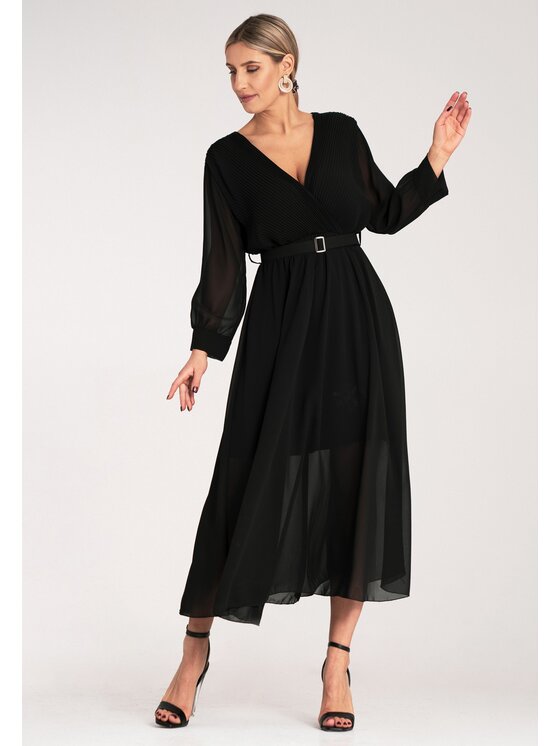 FIGL FIGL Koktejlové šaty M1141 Čierna Feminine Fit