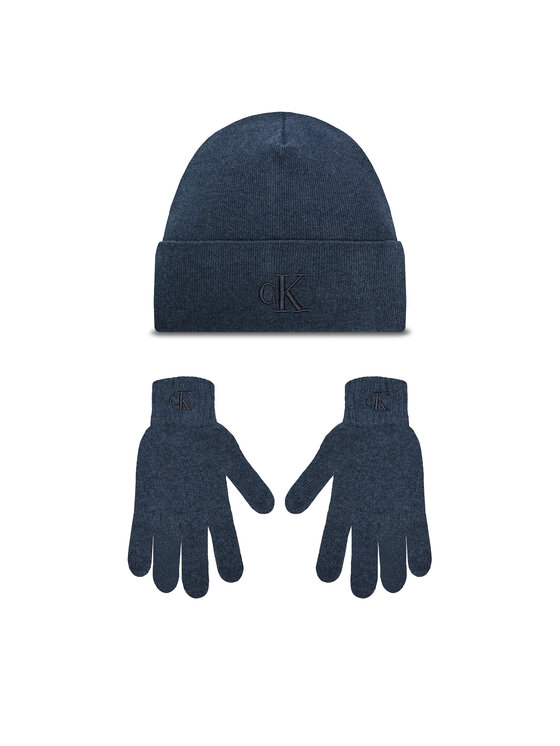 Set mănuși și căciulă Calvin Klein K50K512469 Albastru