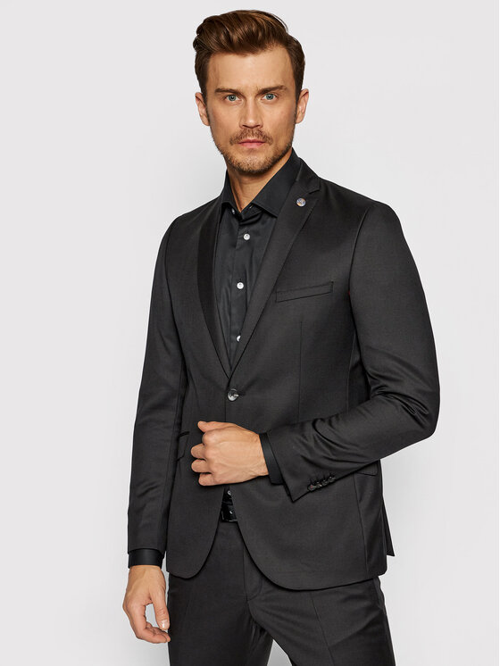 Giacca da abito Cayson 80-134N0 Nero Slim Fit