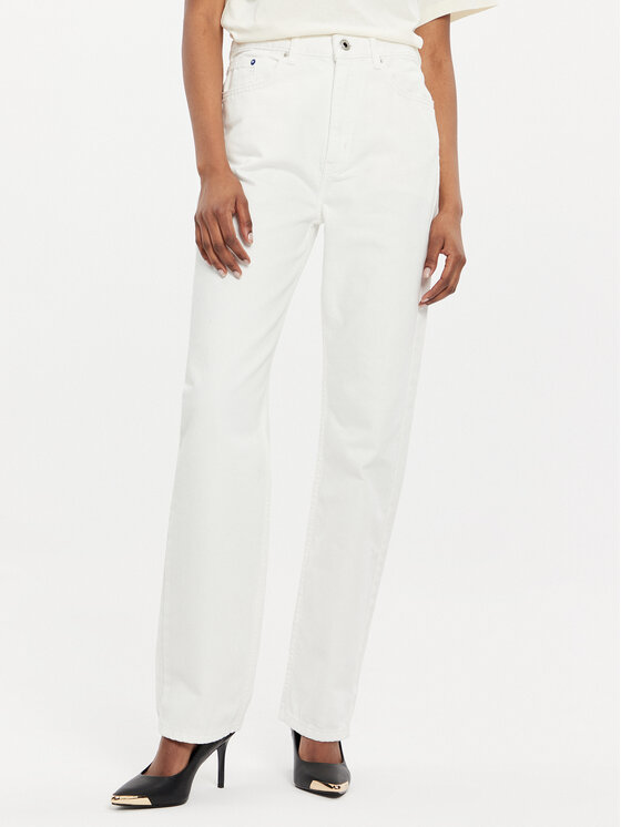 Karl Lagerfeld Jeans Blugi 241J1106 Alb Straight Fit