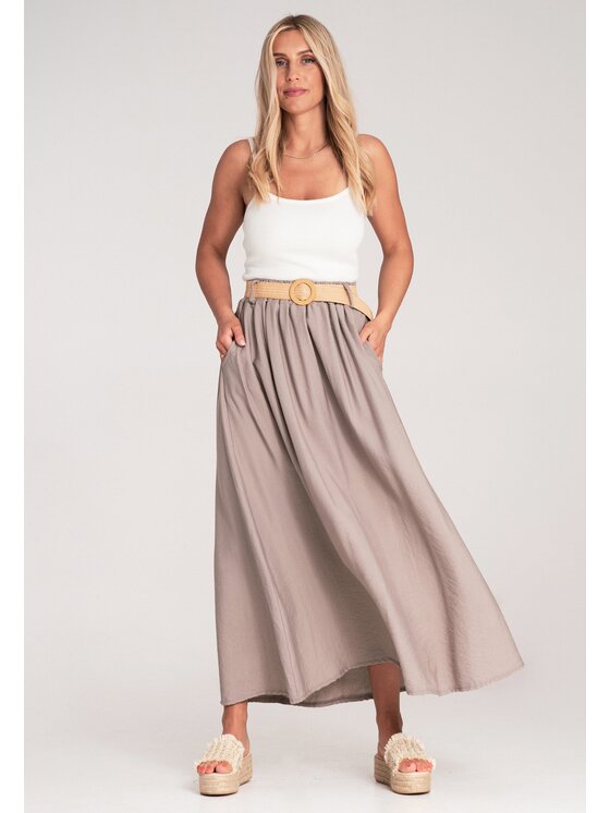 FIGL FIGL Φούστα maxi M1221 Μπεζ Flared Fit