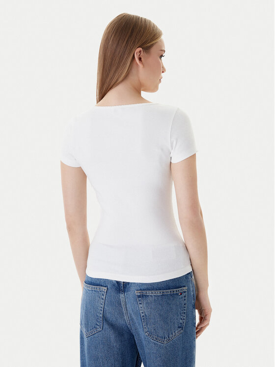 Tommy Jeans Tommy Jeans Tricou DW0DW21837 Alb Slim Fit