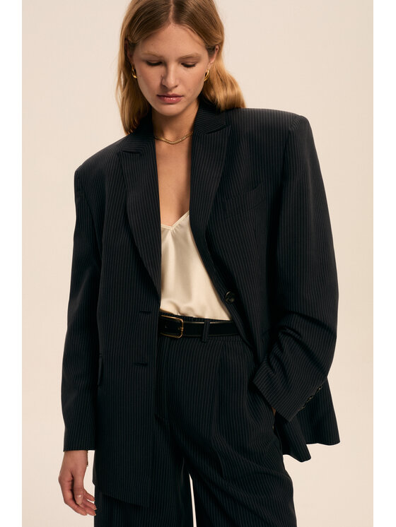 Melismee Stockholm Melismee Stockholm Marynarka Marynaka Emily Silk Granatowy Oversize