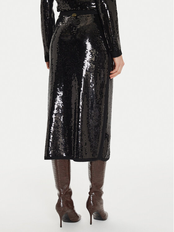 TWINSET TWINSET Spódnica midi 242TT3142 Czarny Straight Fit