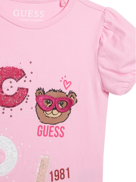 Guess Guess Tričko K6RI05 K6YW4 Ružová Regular Fit